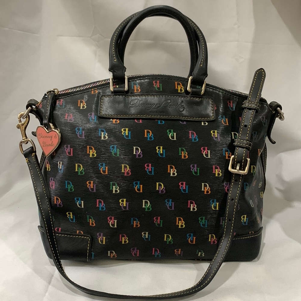 Dooney & Bourke Dome 1975 Genuine Florentine Vacchetta Leather Cotton Satchel